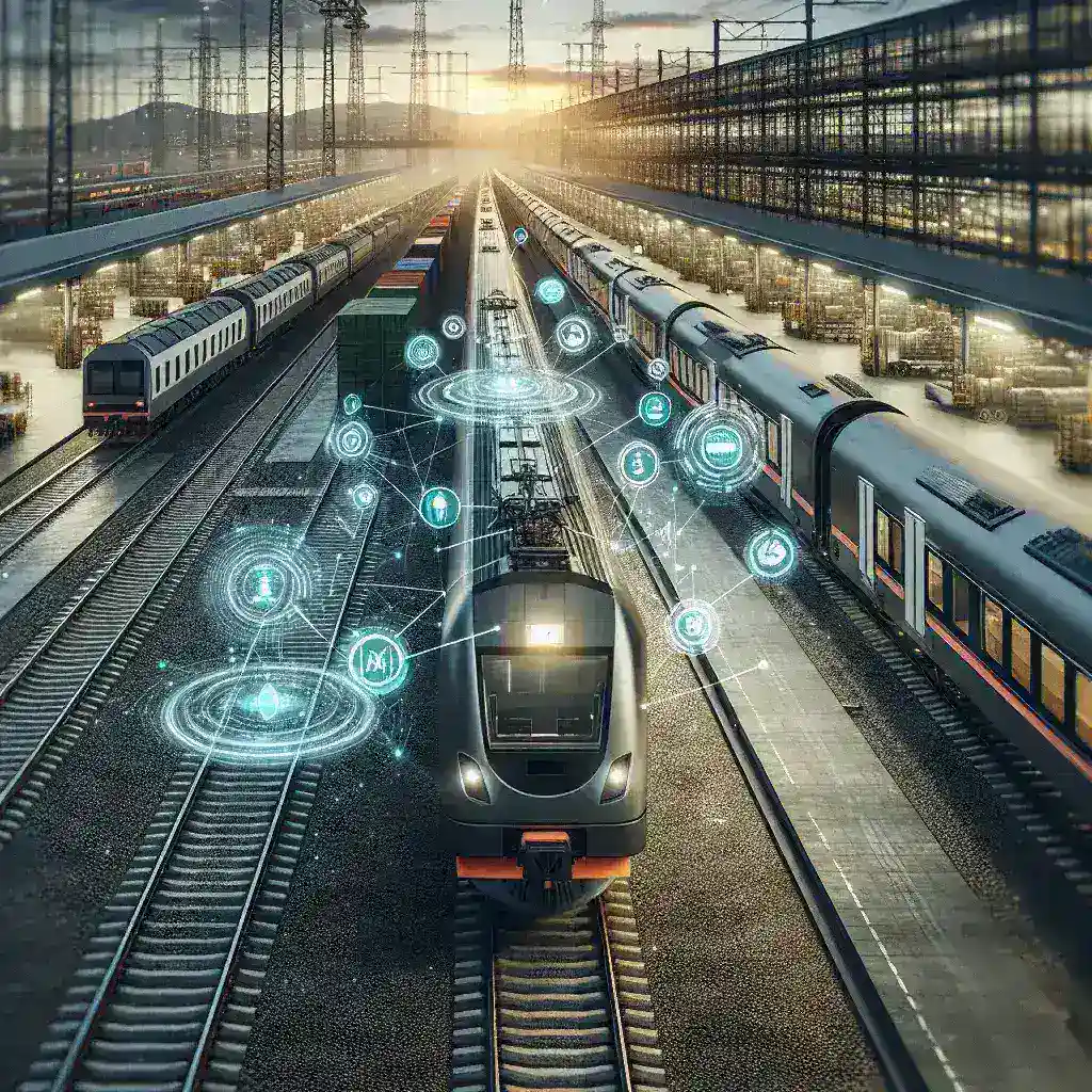 "Vagão inteligente de empresa ferroviária equipado com sensores IoT, demonstrando inovação e tecnologia em transporte."